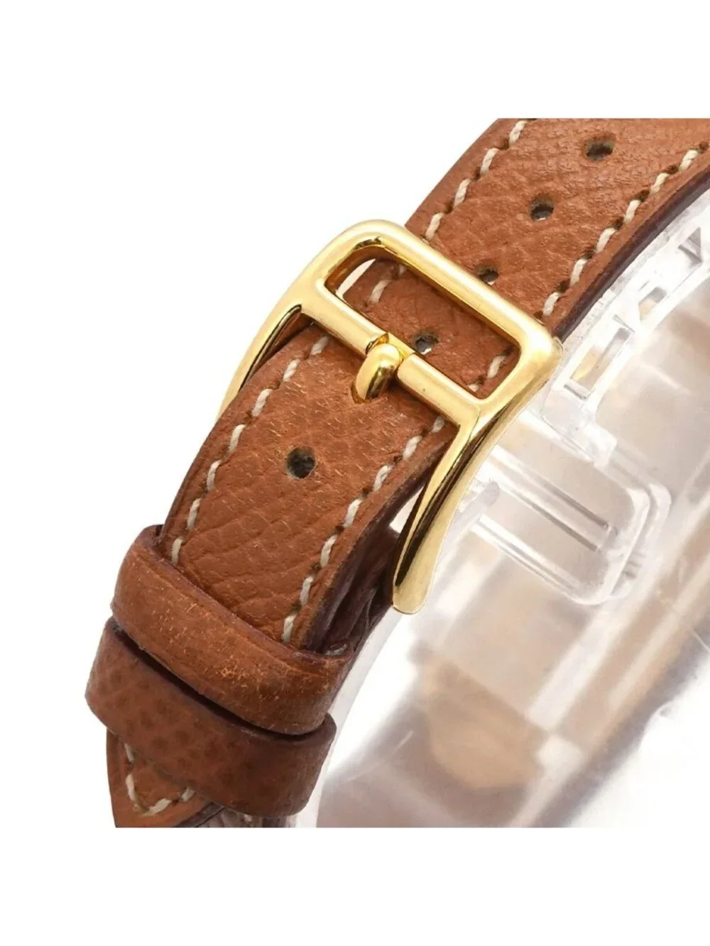 Hermes Kelly Watch Vintage Gold Brown Quartz Cadena